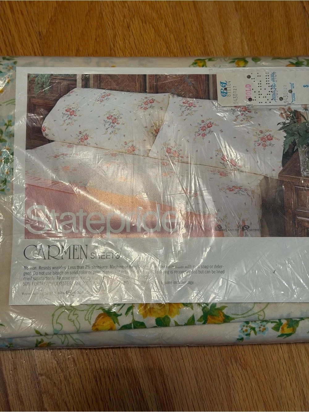 🆕 StatePride NOS cotton poly double full flat sheet yellow roses 81”x96” Carmen